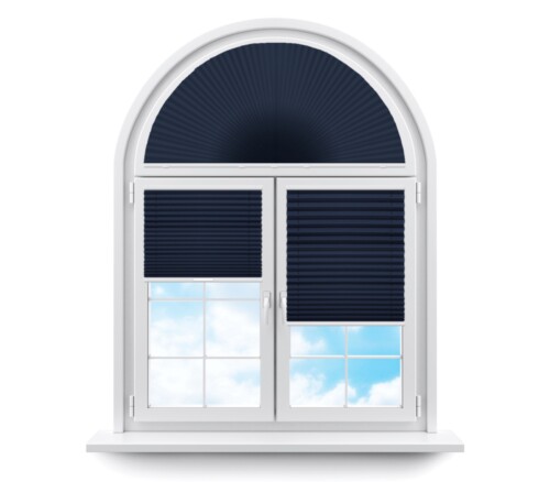 Плиссе арочные (шторы, жалюзи) бароло перл синий цена. Купить в «Мастерская Жалюзи»